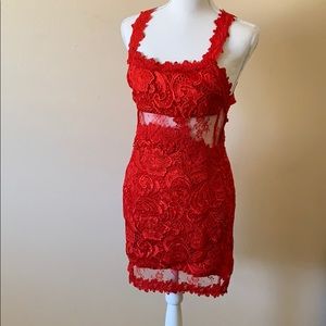 Red lace dress